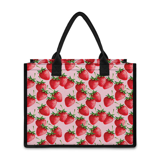 Strawberry Fruit Pattern Print Canvas Tote Bag