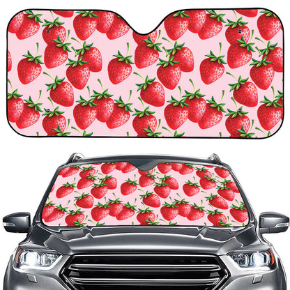 Strawberry Fruit Pattern Print Car Windshield Sun Shade