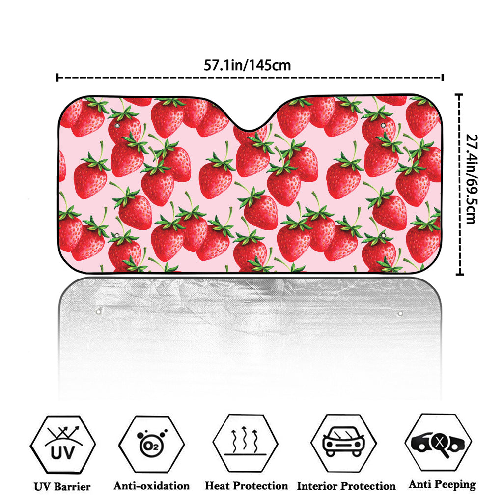 Strawberry Fruit Pattern Print Car Windshield Sun Shade