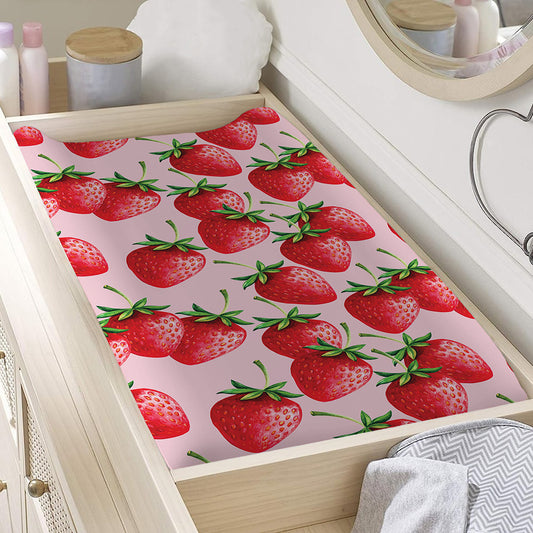 Strawberry Fruit Pattern Print Changing Pad Cover