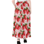 Strawberry Fruit Pattern Print Chiffon Maxi Skirt