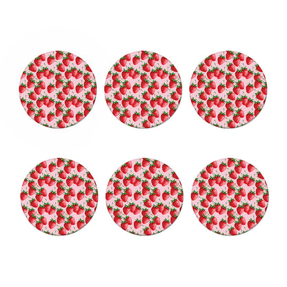 Strawberry Fruit Pattern Print Coaster Set