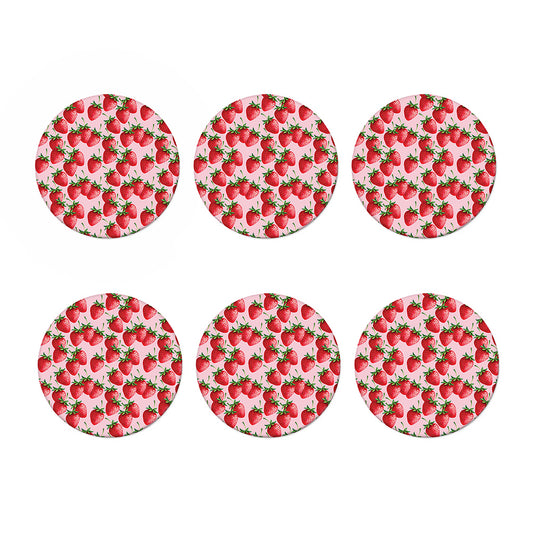 Strawberry Fruit Pattern Print Coaster Set