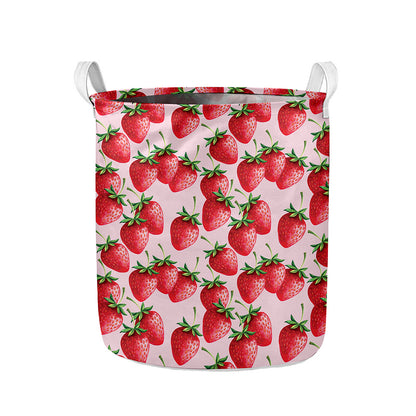 Strawberry Fruit Pattern Print Collapsible Laundry Basket