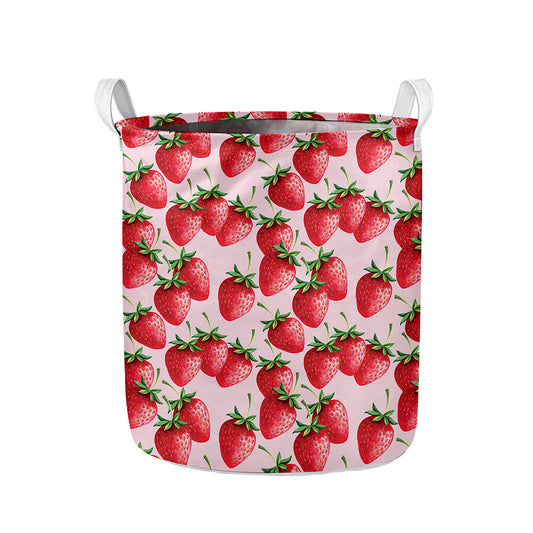 Strawberry Fruit Pattern Print Collapsible Laundry Basket