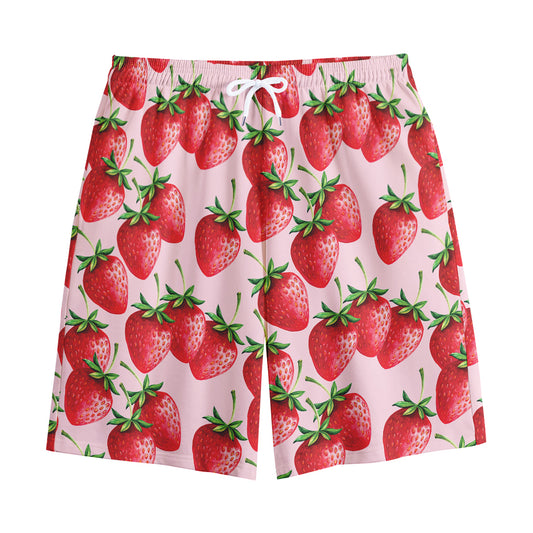 Strawberry Fruit Pattern Print Cotton Shorts