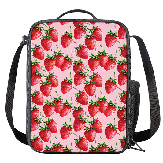 Strawberry Fruit Pattern Print Crossbody Lunch Bag