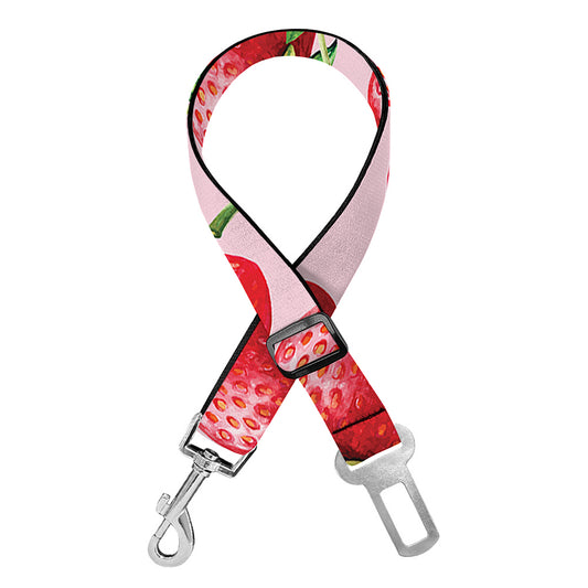 Strawberry Fruit Pattern Print Dog Seat Belt