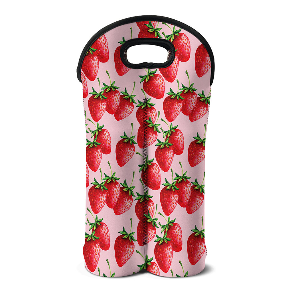 Strawberry Fruit Pattern Print Double Neoprene Wine Tote
