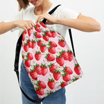 Strawberry Fruit Pattern Print Drawstring Backpack