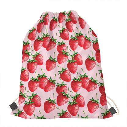 Strawberry Fruit Pattern Print Drawstring Bag