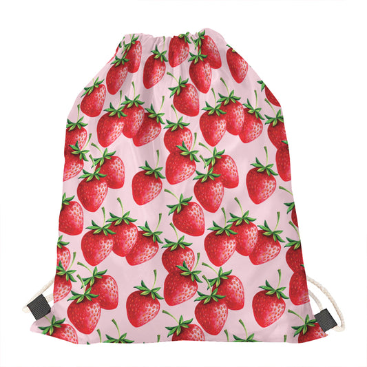 Strawberry Fruit Pattern Print Drawstring Bag