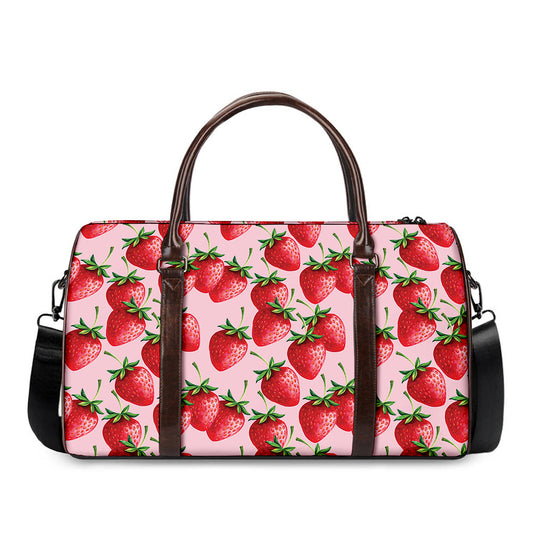 Strawberry Fruit Pattern Print Duffle Bag