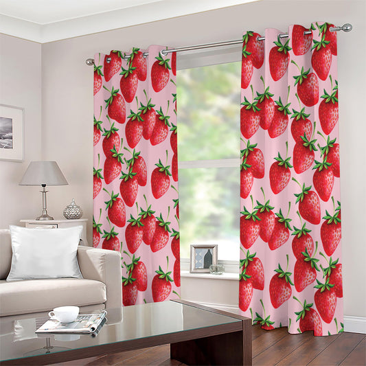 Strawberry Fruit Pattern Print Extra Wide Grommet Curtains