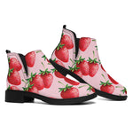 Strawberry Fruit Pattern Print Flat Ankle Boots