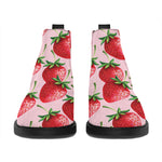 Strawberry Fruit Pattern Print Flat Ankle Boots