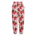 Strawberry Fruit Pattern Print Fleece Lined Knit Pants