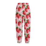 Strawberry Fruit Pattern Print Fleece Lined Knit Pants