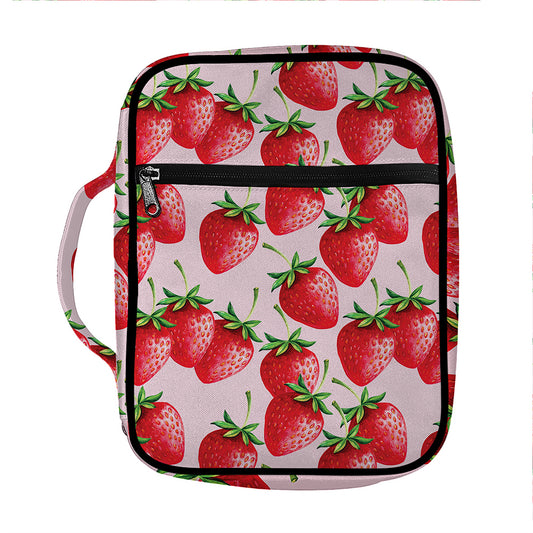 Strawberry Fruit Pattern Print Front Pocket Bible Bag