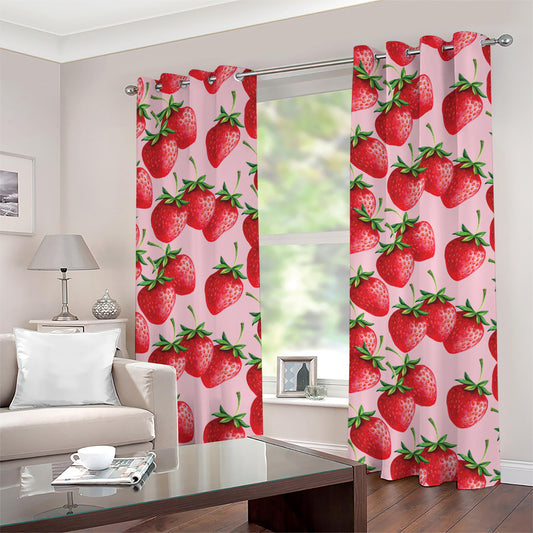 Strawberry Fruit Pattern Print Grommet Curtains