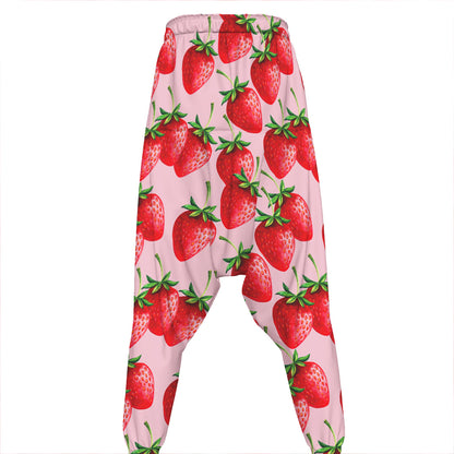 Strawberry Fruit Pattern Print Hammer Pants