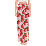 Strawberry Fruit Pattern Print High Slit Maxi Skirt
