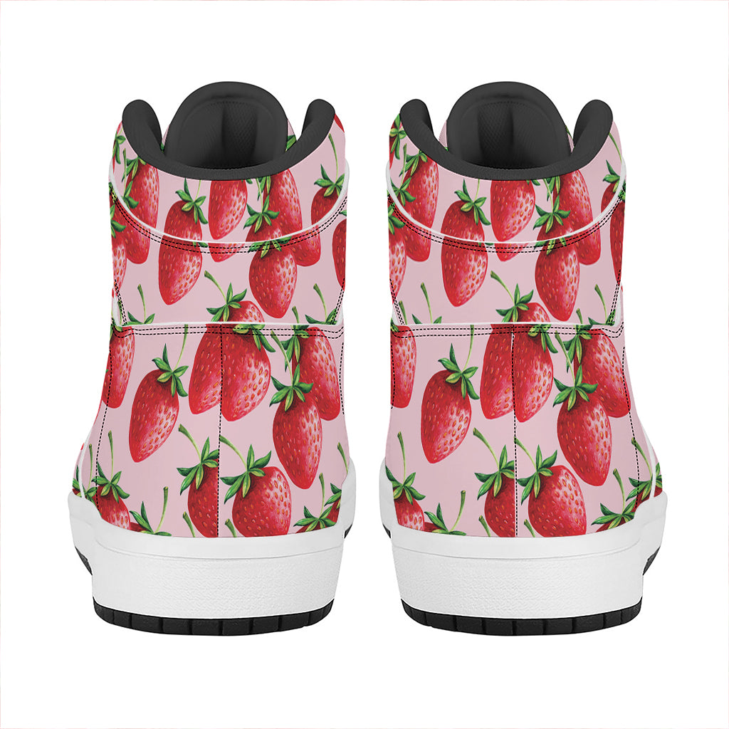 Strawberry Fruit Pattern Print High Top Leather Sneakers