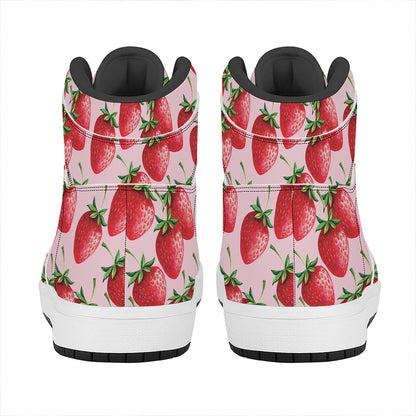 Strawberry Fruit Pattern Print High Top Leather Sneakers