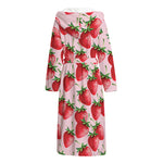Strawberry Fruit Pattern Print Hooded Bathrobe