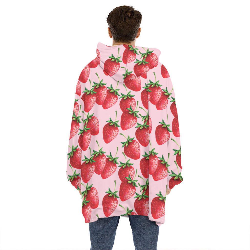 Strawberry Fruit Pattern Print Hoodie Blanket