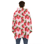 Strawberry Fruit Pattern Print Hoodie Blanket