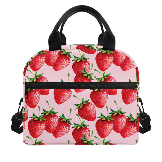 Strawberry Fruit Pattern Print Insulated Lunch Bag