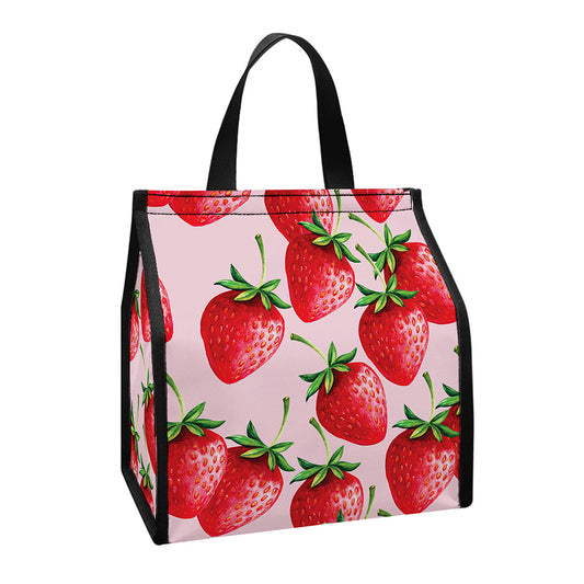 Strawberry Fruit Pattern Print Insulated Lunch Tote