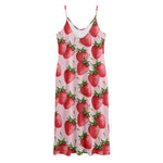 Strawberry Fruit Pattern Print Jersey Midi Cami Dress
