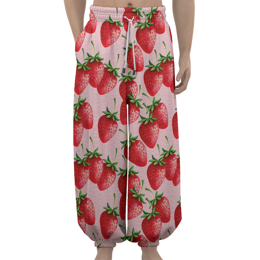 Strawberry Fruit Pattern Print Lantern Pants