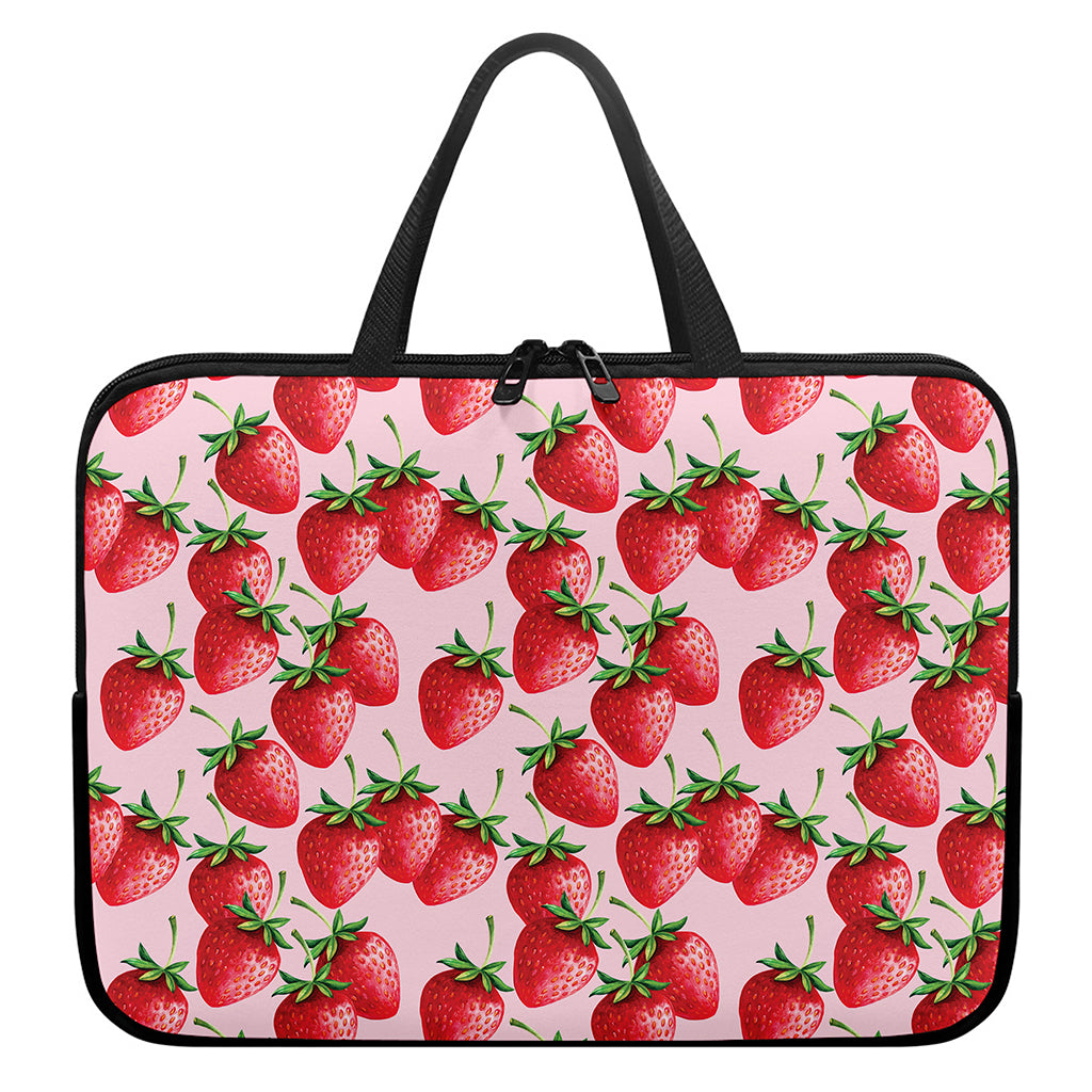 Strawberry Fruit Pattern Print Laptop Sleeve With Handle