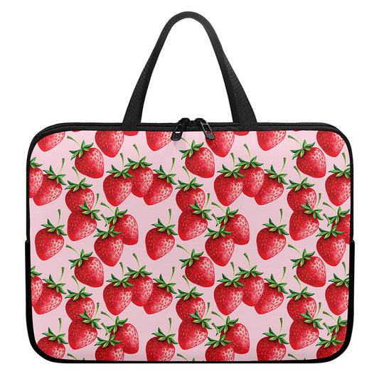 Strawberry Fruit Pattern Print Laptop Sleeve With Handle