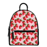 Strawberry Fruit Pattern Print Leather Backpack