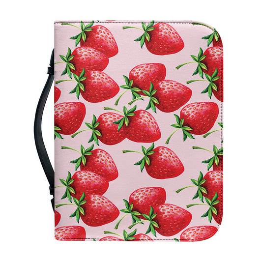 Strawberry Fruit Pattern Print Leather Bible Cover