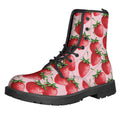 Strawberry Fruit Pattern Print Lace-Up Boots