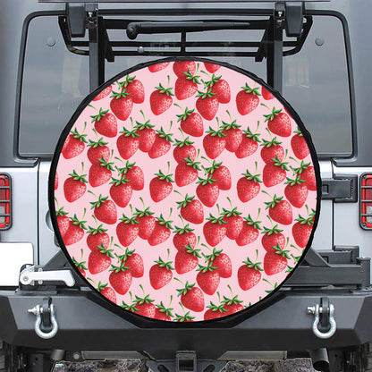 Strawberry Fruit Pattern Print Leather Spare Tire Cover