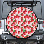 Strawberry Fruit Pattern Print Leather Spare Tire Cover