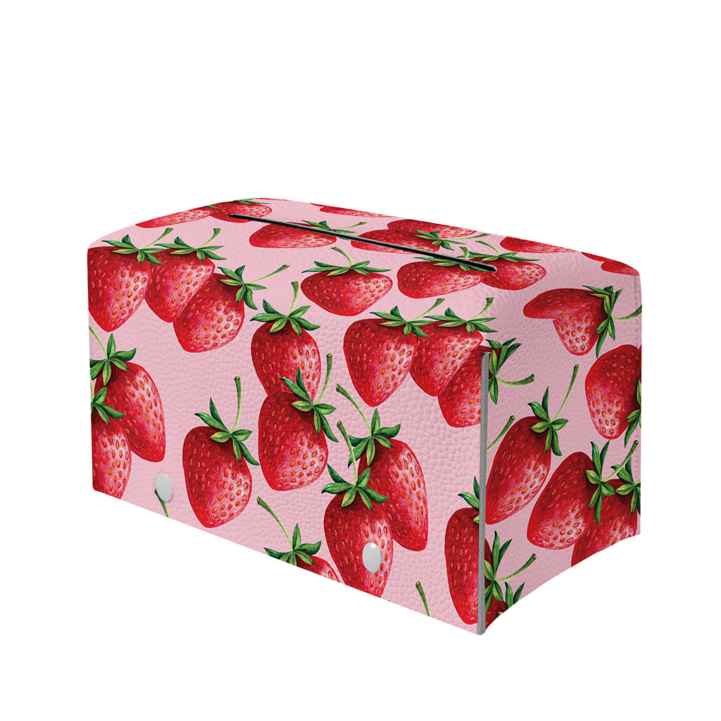 Strawberry Fruit Pattern Print Leather Tissue Box Cover