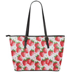 Strawberry Fruit Pattern Print Leather Tote Bag