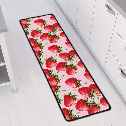 Strawberry Fruit Pattern Print Long Kitchen Mat