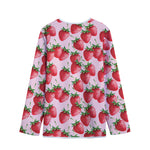 Strawberry Fruit Pattern Print Long Sleeve Short Coat