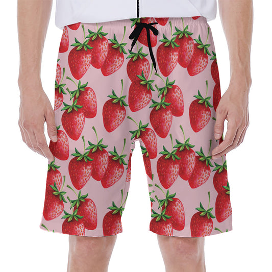 Strawberry Fruit Pattern Print Men's Beach Shorts