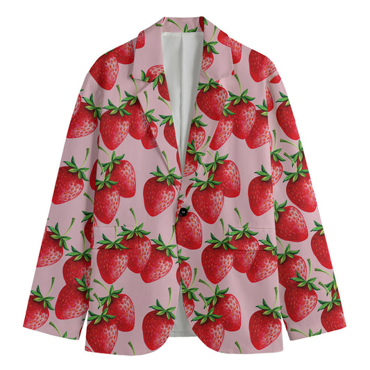 Strawberry Fruit Pattern Print Men's Blazer