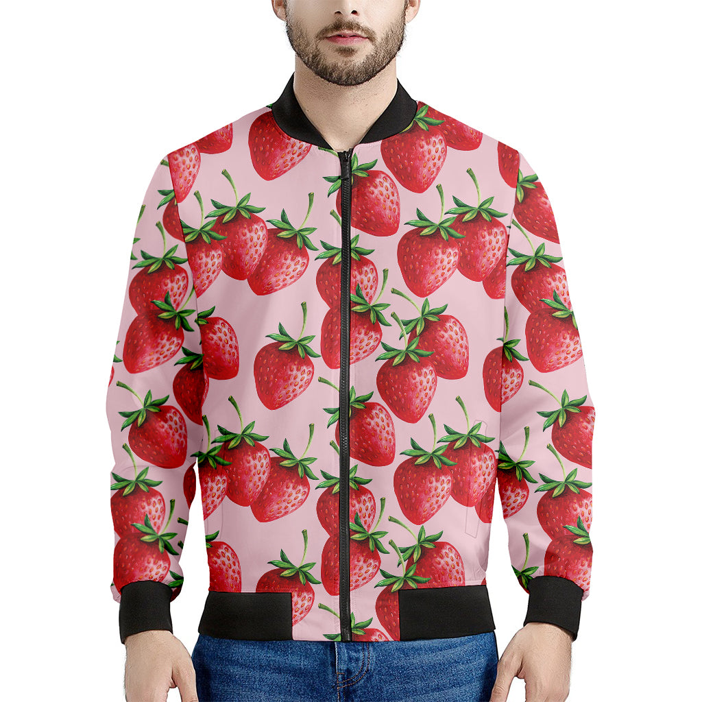 Strawberry Fruit Pattern Print Men's Bomber Jacket