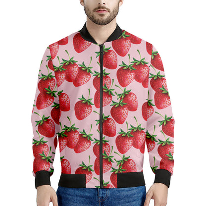 Strawberry Fruit Pattern Print Men's Bomber Jacket